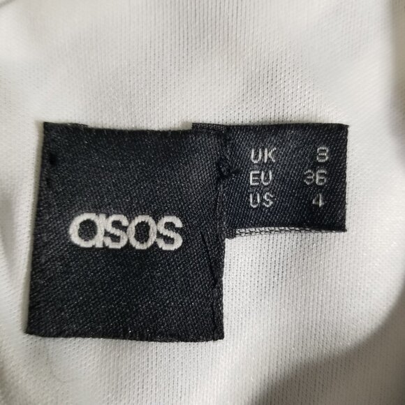 ASOS Pin-Up Stripe Bodycon Dress Off Shoulder Stretch Size 4 Retro Chic Siren - Picture 7 of 10